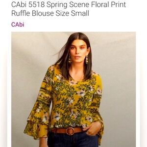 CAbi Floral Print Spring Scene Blouse